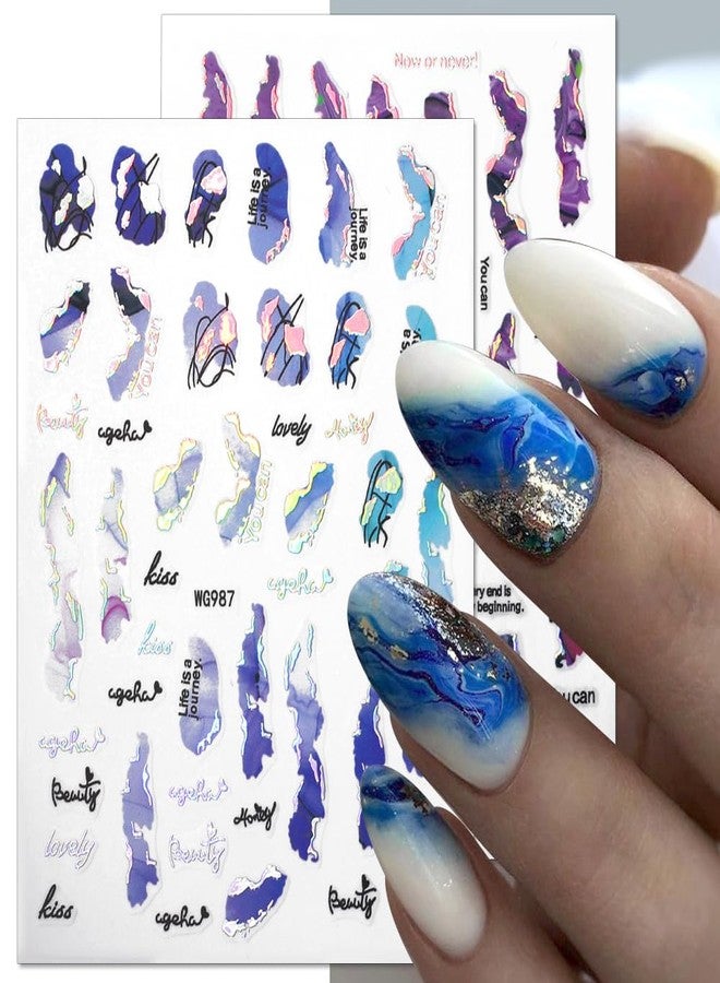 JALIYA 6 Color Marble Nail Art Stickers - Women's 3D Bronzing Silver & Watercolor Blooming Decals - Self Adhesive Foil Nail Designs - Image 5