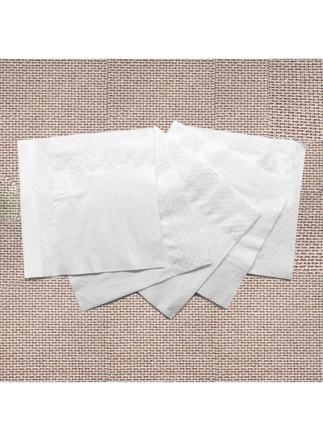 200 Count 2 Ply Plain White Beverage Napkins Disposable Four Fold Cocktails Paper Napkins 9.8" X 9.8" unfolded for Party and Every Day Use - Image 2
