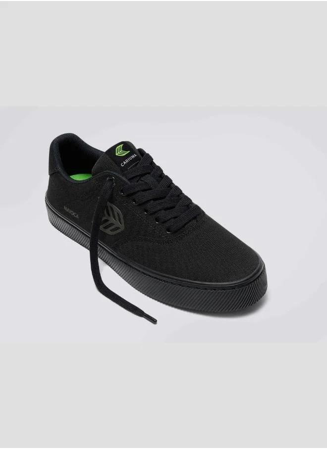 كاريوما NAIOCA All Black Canvas Ash Grey Logo Sneaker