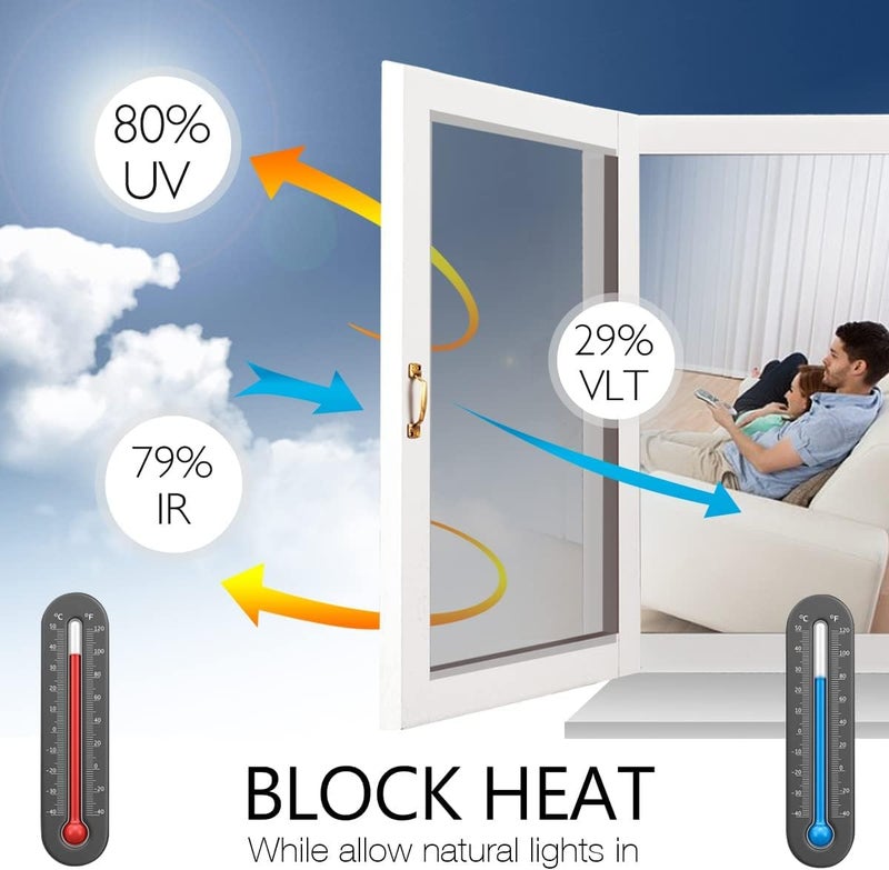 STATINT WINDOW FILMS STATINT Privacy Window Film One Way Mirror Glass Tint Heat Control Sun UV Blocking Sliding Door Tinting Reflective Static Cling for Home, Black-Silver, 44 cm X 200 cm - Image 2