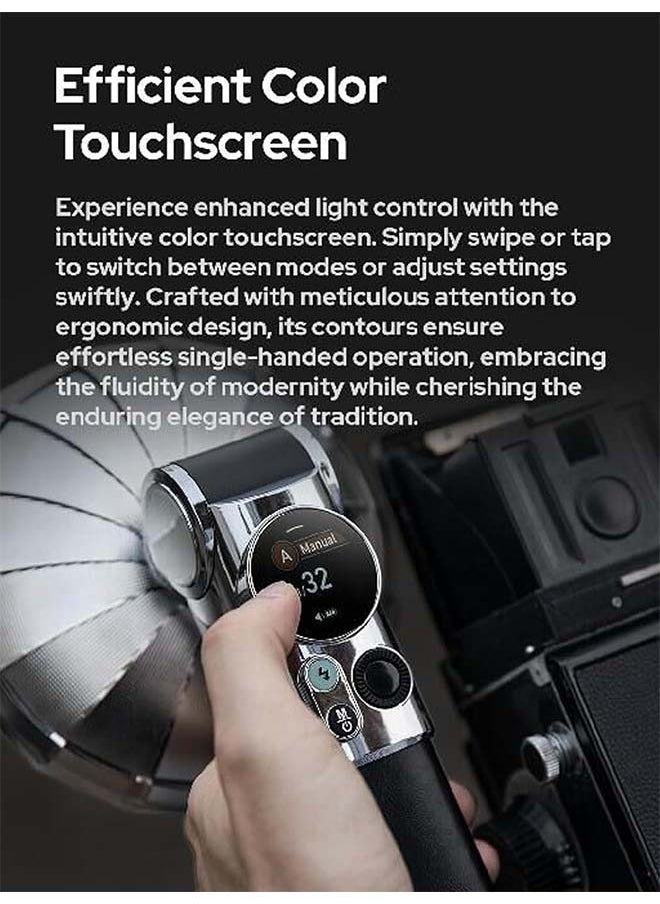 Godox Godox Lux Master TTL Retro Camera Flash - Touchscreen Control, 6000K±300k CCT, GN25 460 Full Power, S1/S2 Optical Control, Type-C Charging, for Canon for Nikon for Sony Cameras and Others  - Image 4