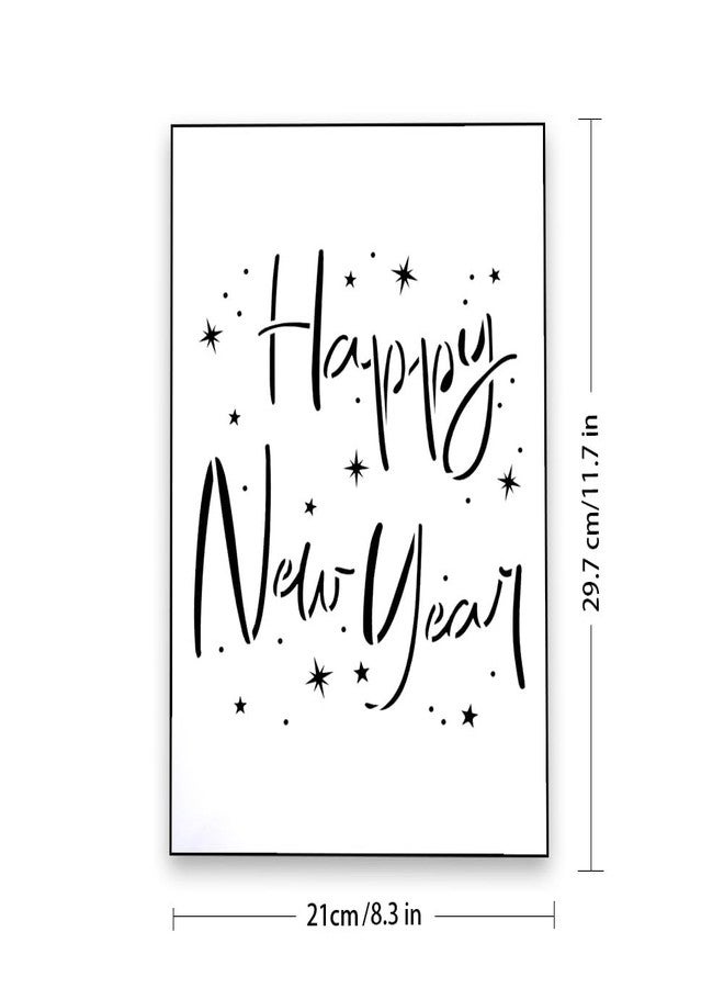 SLGIFT DIY Decorative New Year Stencil Template for Painting on Canvas Wood Furniture Craft Paper (A4 Size) - Image 3