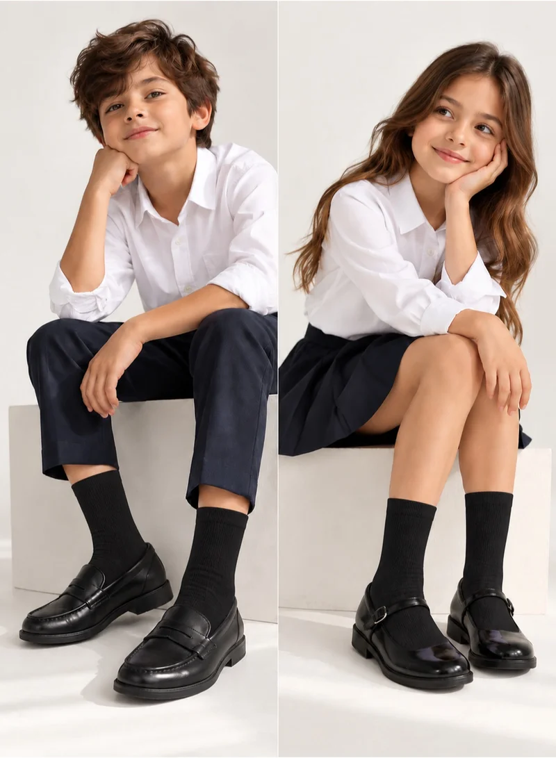 Al Ibrah Kids Plain Crew School Socks 3 Pack - Soft Cotton Blend for Boys & Girls