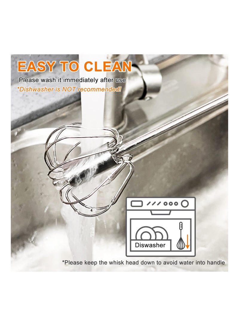 طقم خفاق بيض يدوي من الفولاذ المقاوم للصدأ مكون من 3 قطع للمزج والخلط بأحجام 14 بوصة 12 بوصة 10 بوصة - Image 5