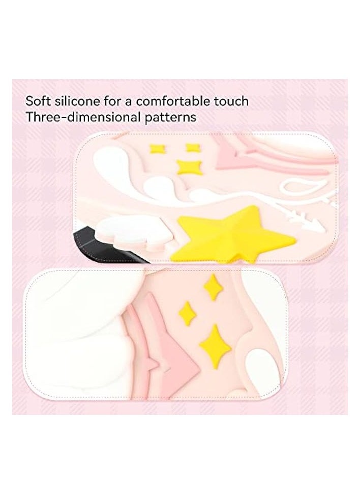 PROMASS - Soft Silicone Faceplate Cover for Nintendo Switch/OLED Charging Dock, Anti-Scratch Dock Cover- Star Wings Series (Pink) - Image 1