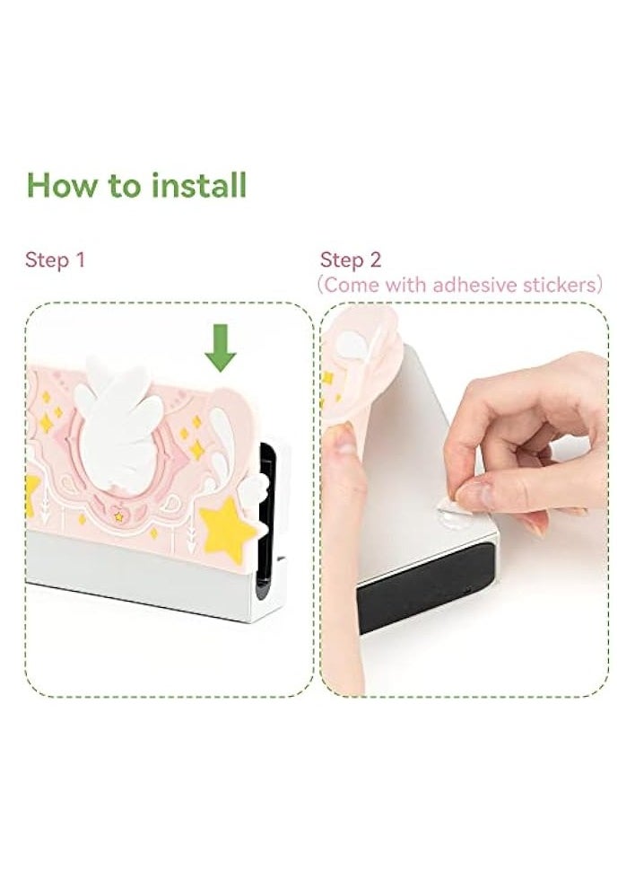 PROMASS - Soft Silicone Faceplate Cover for Nintendo Switch/OLED Charging Dock, Anti-Scratch Dock Cover- Star Wings Series (Pink) - Image 1