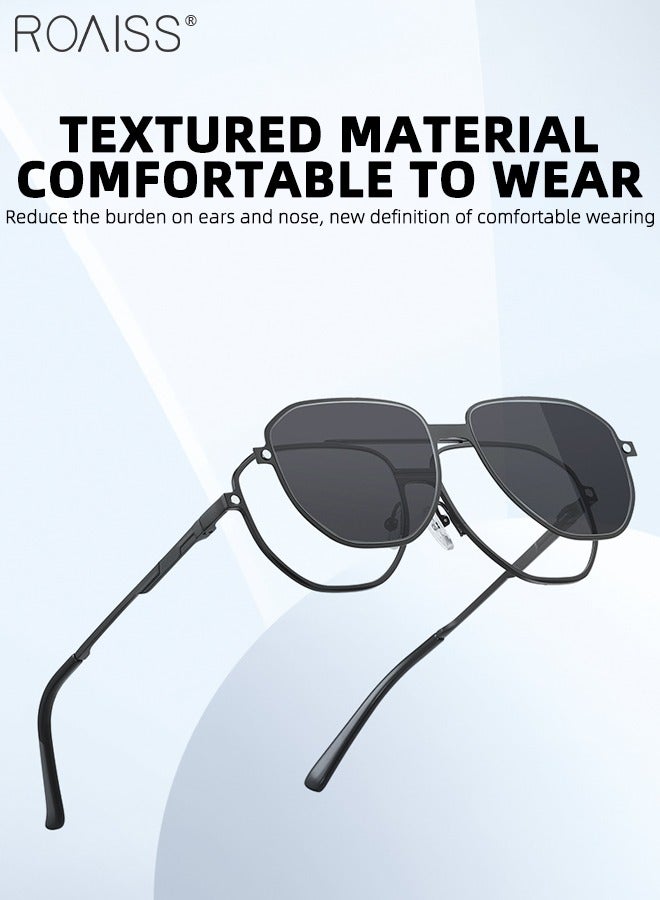 roaiss 3-in-1 Magnetic Polarized Clip-On Sunglasses Set, Blue Light Blocking Glasses with Magnetic Polarized Lens and Magnetic Night Vision Lens Versatile Driving Eyewear for Day and Night Use for Men - Image 2