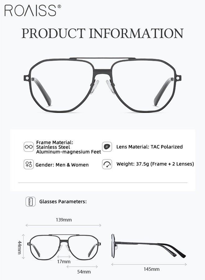 roaiss 3-in-1 Magnetic Polarized Clip-On Sunglasses Set, Blue Light Blocking Glasses with Magnetic Polarized Lens and Magnetic Night Vision Lens Versatile Driving Eyewear for Day and Night Use for Men - Image 4