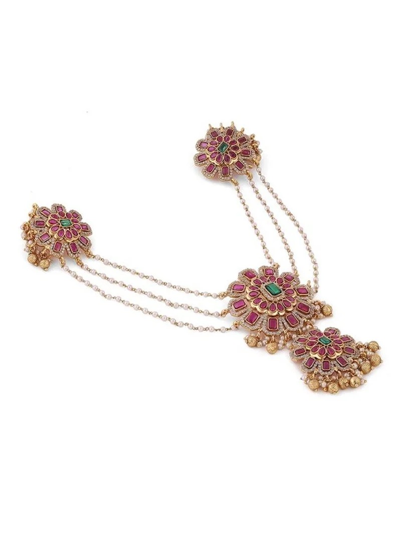Priyaasi Women Floral Stoned Pearl Layered Plated Beaded Bobby Pins