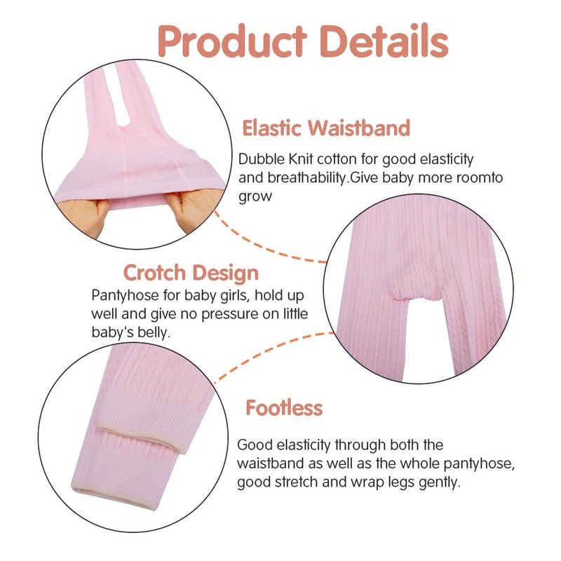 Looching Baby Toddler Girls Footless Leggings Basic Cotton Ribbed Knit Tights Long Pants Pantyhose for Kids - Image 2