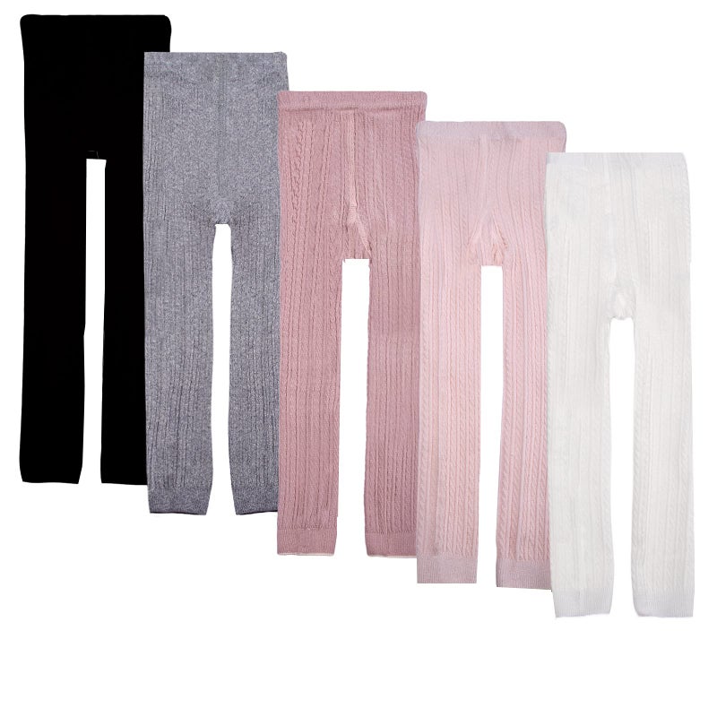 Looching Baby Toddler Girls Footless Leggings Basic Cotton Ribbed Knit Tights Long Pants Pantyhose for Kids - Image 1
