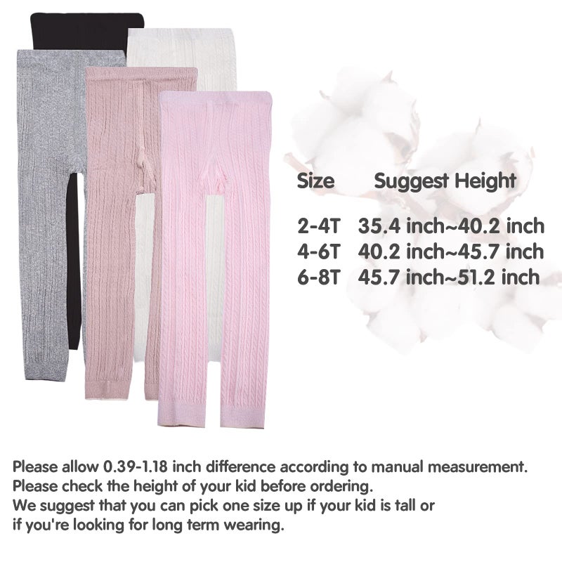 Looching Baby Toddler Girls Footless Leggings Basic Cotton Ribbed Knit Tights Long Pants Pantyhose for Kids - Image 4