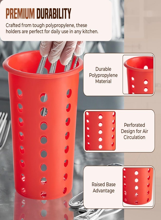 OCSParts OCS Parts Perforated Utensil Drying Cups | Red | Plastic Flatware Holder Cylinders for Kitchen Counter Organization - Image 4