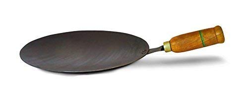 Truvic Iron Tawa with Wooden Handle 11 Inches Black