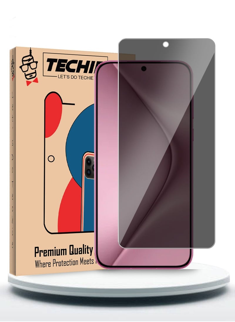 Techie Premium Privacy Tempered Glass Screen Protector for Huawei Pura 70 5G 2024 - Anti Bubbles 9H Hardness 0.33 mm Rounded Edges Easy Installation  - Image 1
