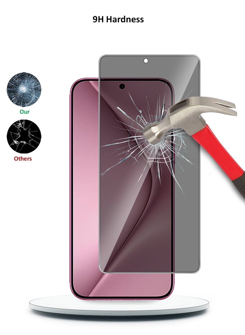 Techie Premium Privacy Tempered Glass Screen Protector for Huawei Pura 70 5G 2024 - Anti Bubbles 9H Hardness 0.33 mm Rounded Edges Easy Installation  - Image 3