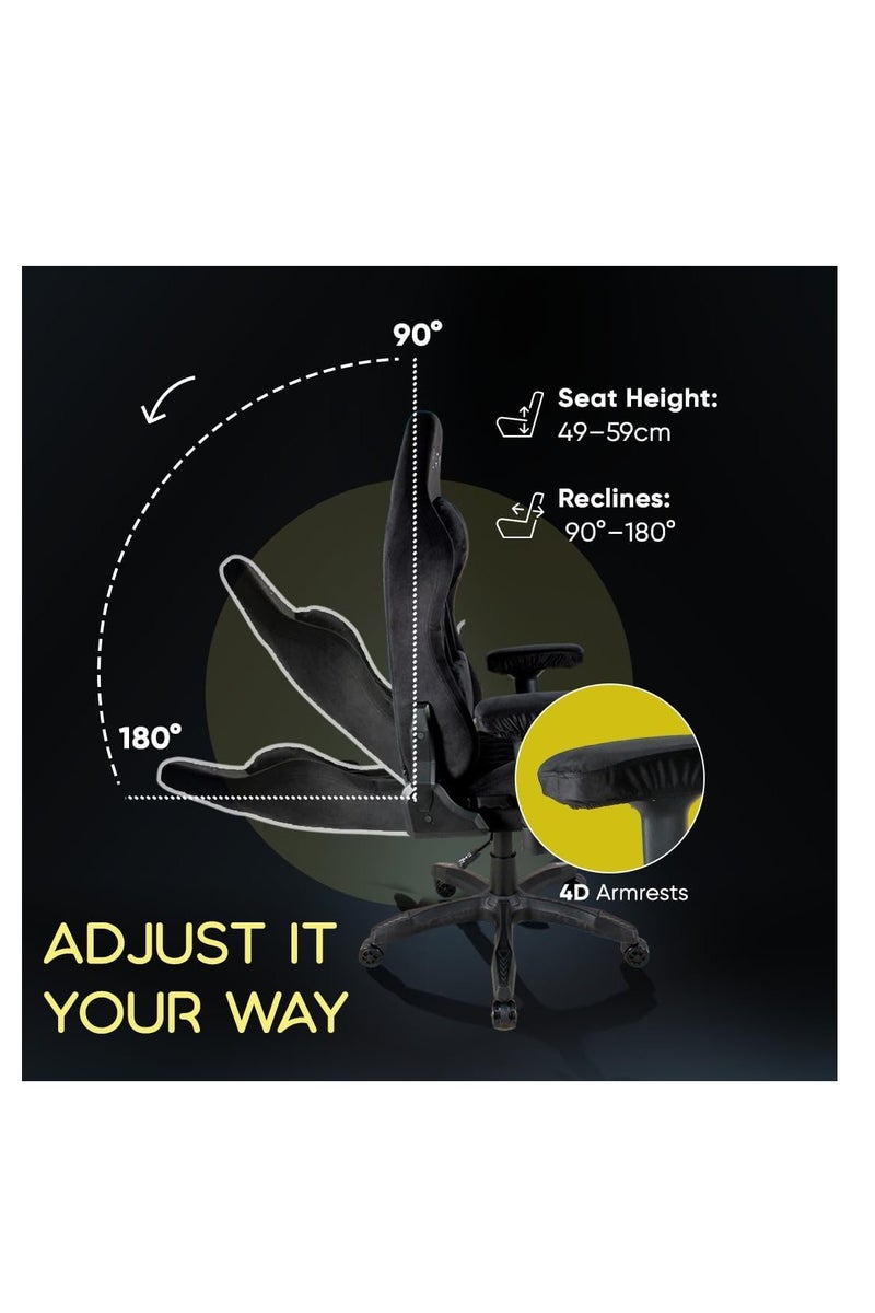 أورا كرسي الألعاب AURA Aria | تصميم مريح، ومساند للذراعين رباعية الأبعاد ودعم لأسفل الظهر في 4 اتجاهات | وظيفة الاستلقاء | كرسي من القماش الرغوي المصبوب بالكامل | مسامي ومريح لجلسات الألعاب الطويلة - Image 5