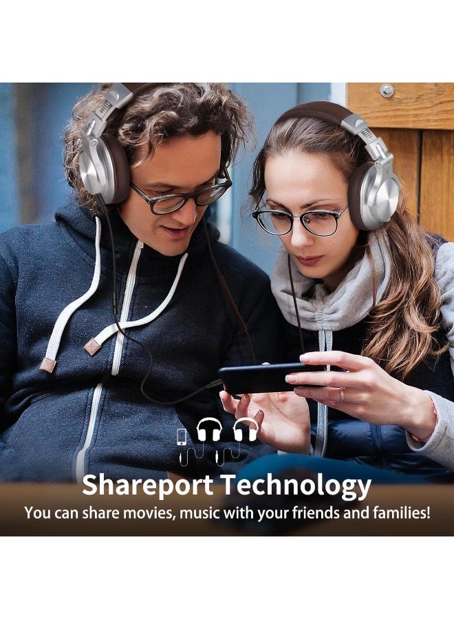 OneOdio A71 Hi-Res Studio Recording Headphones - Wired Over-Ear Headphones with SharePort, Professional Monitoring & Mixing Foldable Headphones with Stereo Sound (Silver) - Image 4