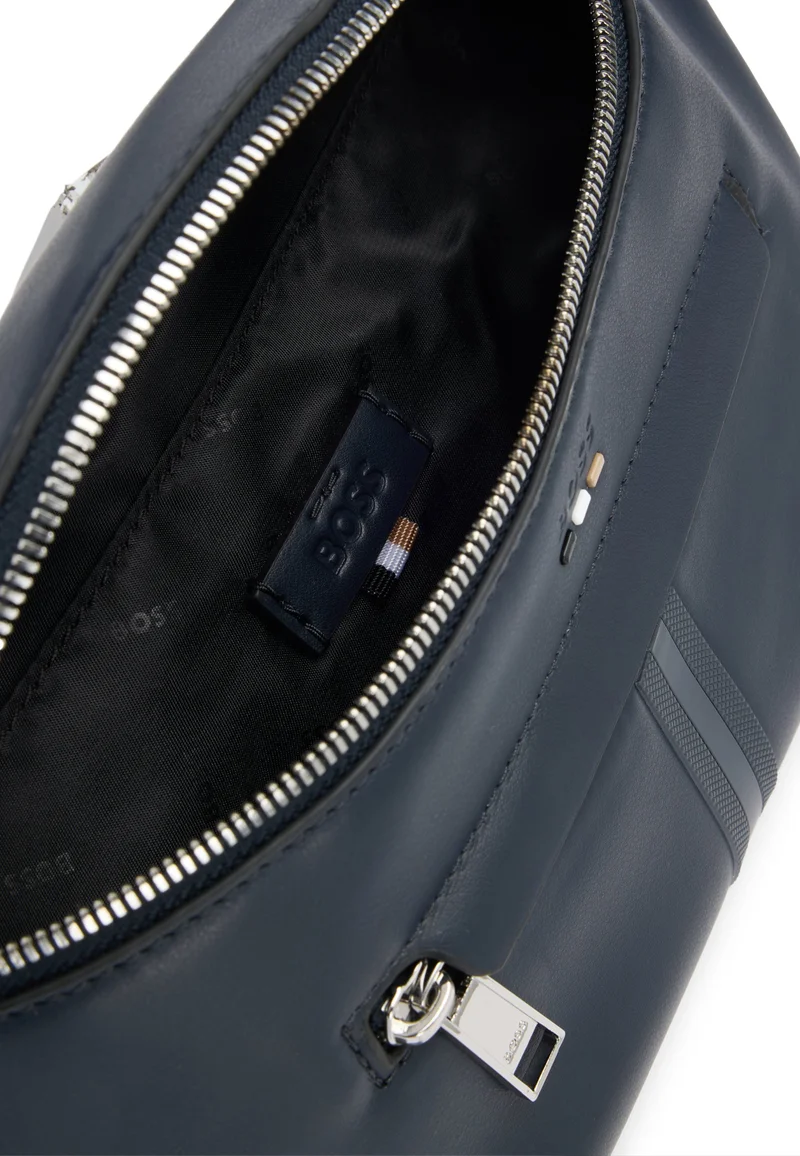 BOSS Dark Blue Faux-leather belt bag with textured trim for Men | Best Price UAE