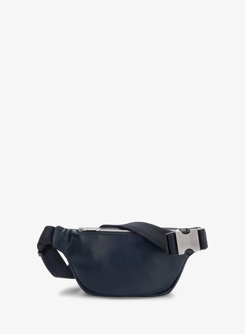 BOSS Dark Blue Faux-leather belt bag with textured trim for Men | Best Price UAE