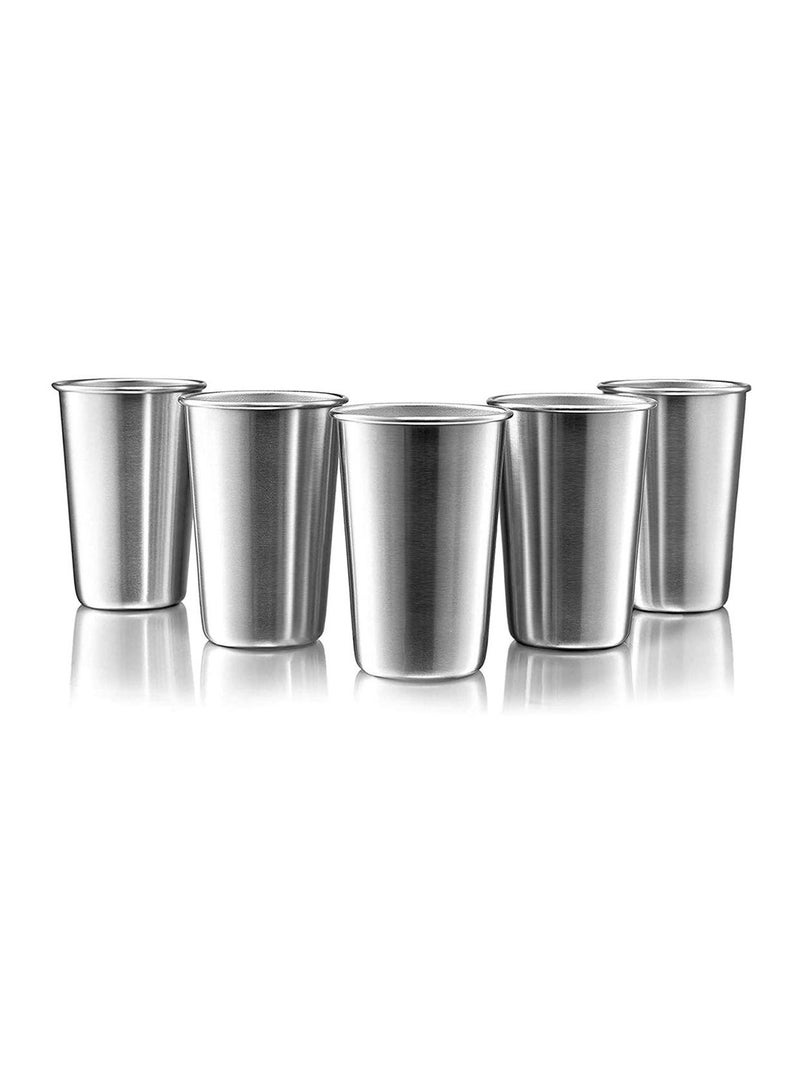 Excefore Stainless Steel Cup, Reusable Metal Cup, Stackable Drinking Glass, BPA Free Mug, for Camping, Hiking, Outdoor, Indoor Activities, Kids 16 Ounce (5 Pack)  - Image 1