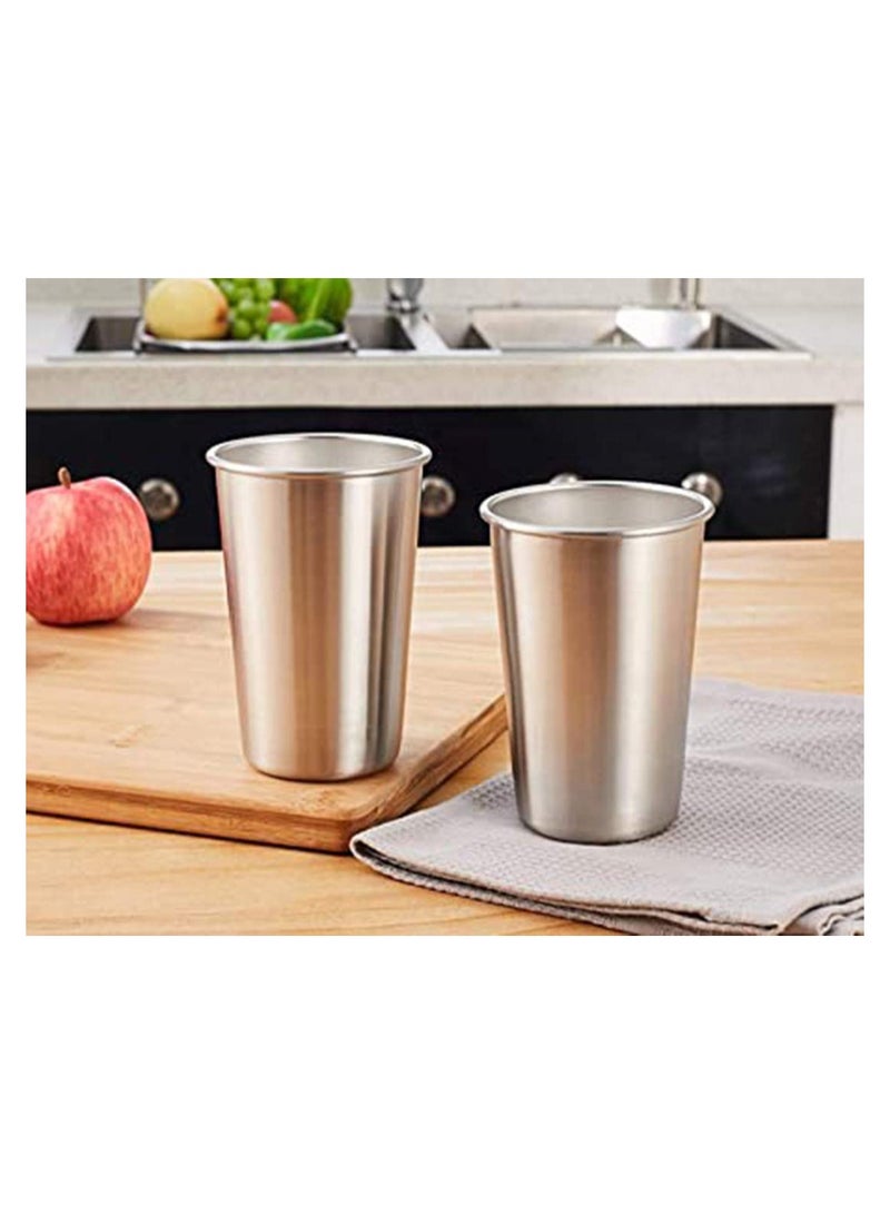 Excefore Stainless Steel Cup, Reusable Metal Cup, Stackable Drinking Glass, BPA Free Mug, for Camping, Hiking, Outdoor, Indoor Activities, Kids 16 Ounce (5 Pack)  - Image 2