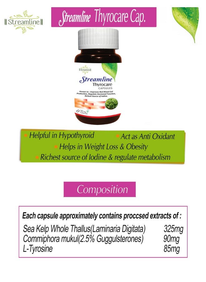 Streamline ThyroCare Capsules: Comprehensive Thyroid Support for Hormonal Balance, Metabolic Boost, and Holistic Wellness (30 veg cap) - Image 2