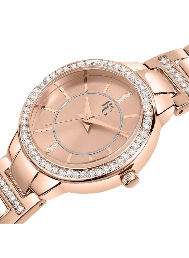 B&G Women's Gold Round Analog Dial with Gold Alloy Band Watch - 30mm - R3853247516 - Image 3