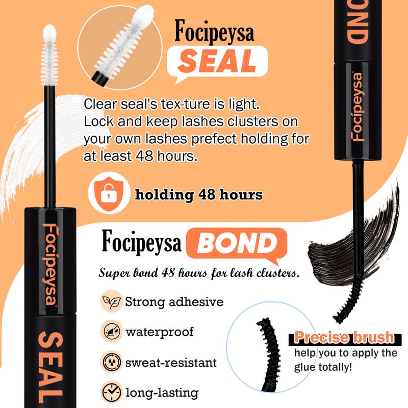 Focipeysa Thick Lash Extension Kit Full Volume Lash Clusters 40P Eyelash Extension Kit DIY Lash Extension Kit with Black Bond and Seal Glue, Lash Applicator DIY at Home for Beginner (40P 10-18MM) - Image 3