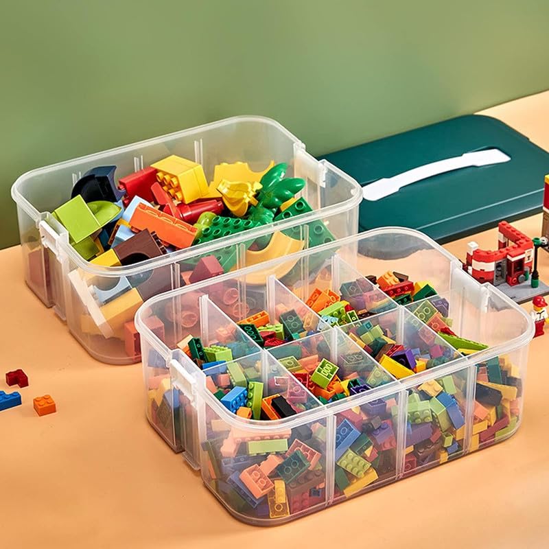 MosQuick Kids Building Blocks Storage Box toy organiser 3 Layer Removable Lids with base plate Toys Organizer Box Organize Kids Organizer Storage storage box for toys Perfect Block Storage - Image 2
