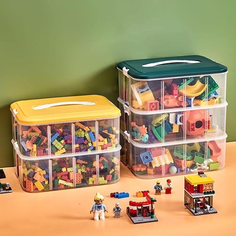 MosQuick Kids Building Blocks Storage Box toy organiser 3 Layer Removable Lids with base plate Toys Organizer Box Organize Kids Organizer Storage storage box for toys Perfect Block Storage - Image 3
