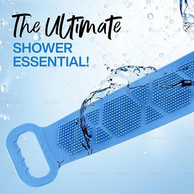 Bittern Silicone Body Back Scrubber Double Side Bathing Brush for Skin Deep Cleaning Massage, Dead Skin Removal Exfoliating Belt for Shower, Easy to Clean (BODY BACK BELT SCRUBBER) - Image 4