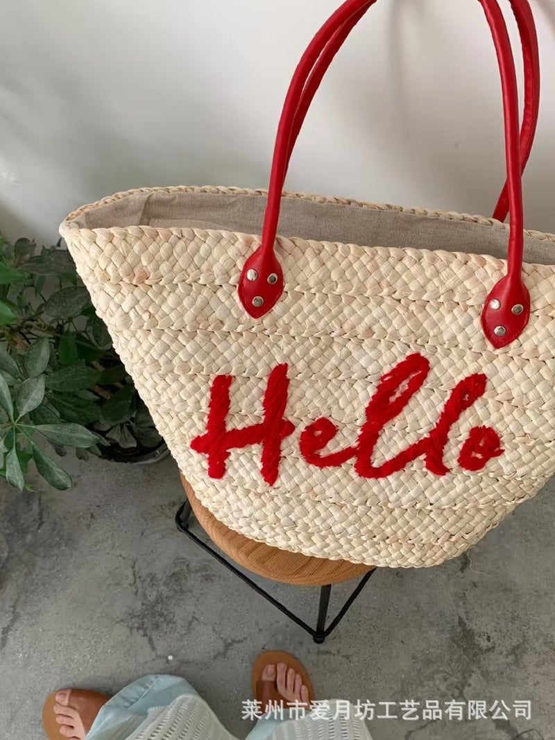 Straw Woven Bag, Large Capacity Woven Bag, Straw Bag For Outings, Fashionable Tote, Simple Handbag, Shoulder Bag, Crossbody Bag - Image 4