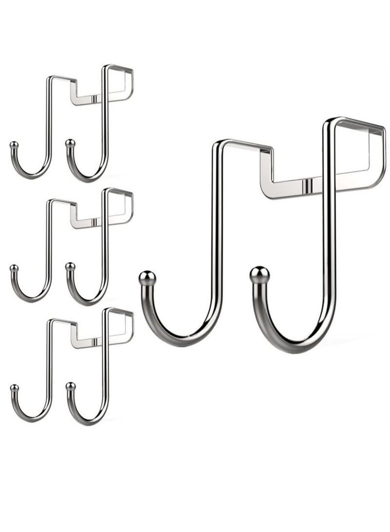 كابتن تيك Over Cabinet Drawer Double Hooks 4 Pack  304 Stainless Steel Multiple Use Narrow Door Hook for Kitchen Bathroom Drawer Cabinet Door to Hang Bags Towels Coat - Image 1
