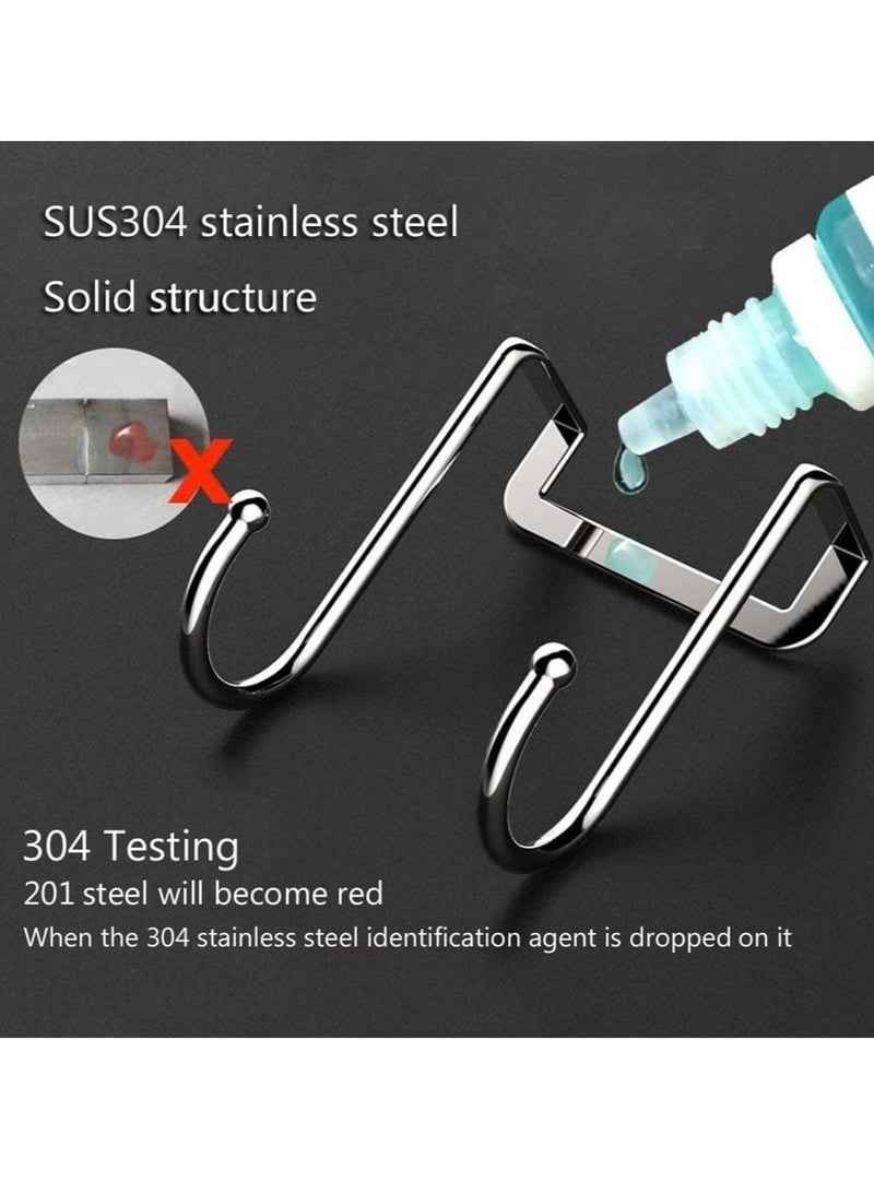 كابتن تيك Over Cabinet Drawer Double Hooks 4 Pack  304 Stainless Steel Multiple Use Narrow Door Hook for Kitchen Bathroom Drawer Cabinet Door to Hang Bags Towels Coat - Image 5