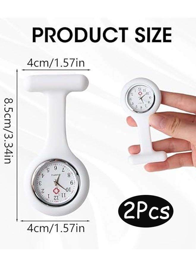 2 Pack Silicone Gel Nurse Analog Pocket Watch White - Image 2