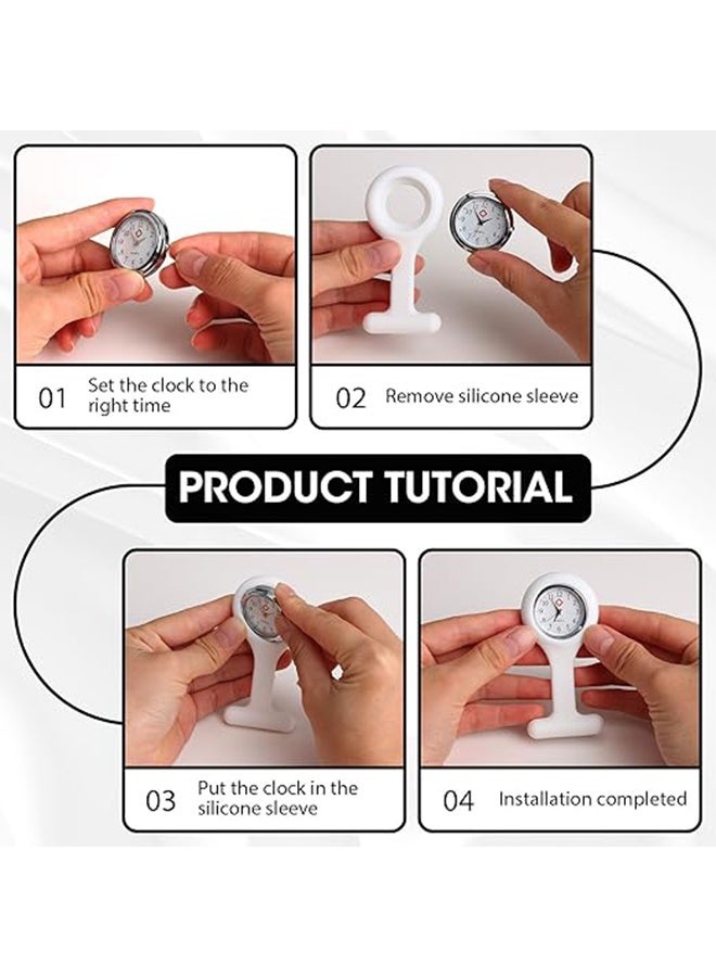 2 Pack Silicone Gel Nurse Analog Pocket Watch White - Image 3