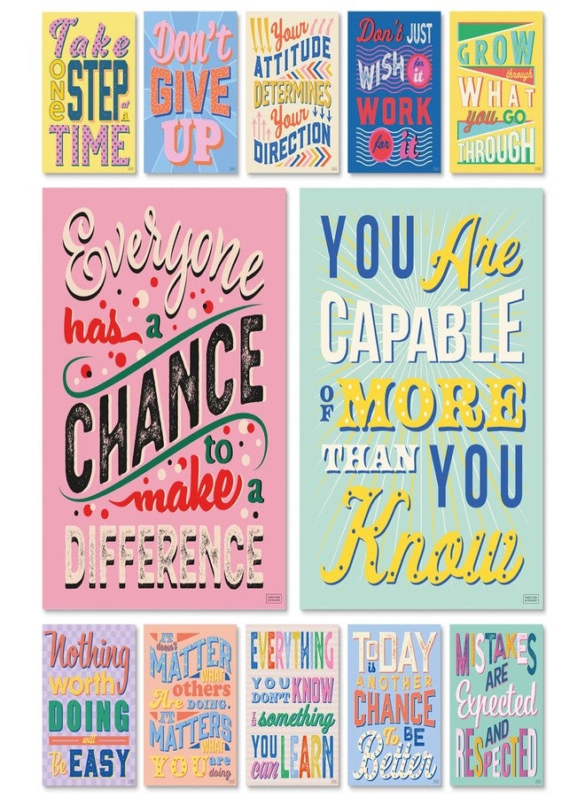Sweetzer & Orange Set of 12 Motivational Growth Mindset Posters for Teachers & Students - Bedroom, Office & Classroom Decor to Inspire Young Minds - Laminated Growth Mindset Posters for Classroom - 11"x14" - Image 1