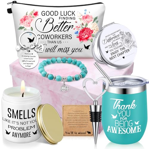 Perthlin Farewell Gifts Coworkers Going Away Gift for Women Lucky Goodbye Box for Coworker Lady Manager Employee(Blue, Thank You) - Image 1
