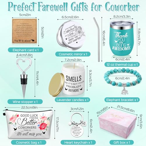 Perthlin Farewell Gifts Coworkers Going Away Gift for Women Lucky Goodbye Box for Coworker Lady Manager Employee(Blue, Thank You) - Image 3