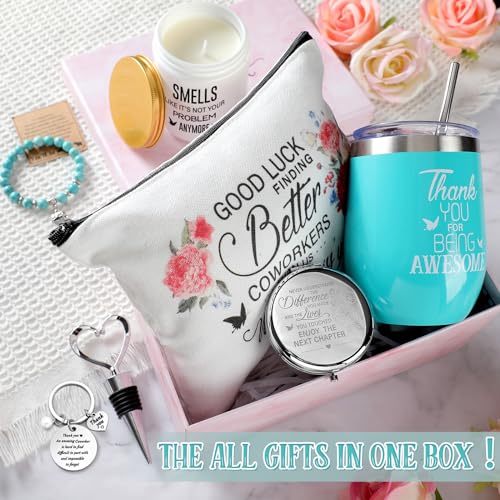 Perthlin Farewell Gifts Coworkers Going Away Gift for Women Lucky Goodbye Box for Coworker Lady Manager Employee(Blue, Thank You) - Image 2