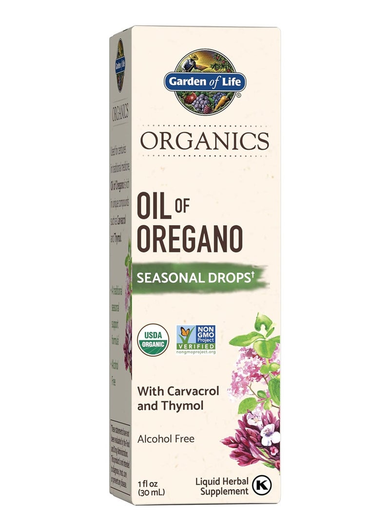Garden of Life mykind Organics Oil of Oregano Drops 30ml – Seasonal Immune Support, Alcohol-Free Herbal Supplement – Organic, Non-GMO, Vegan, Gluten Free, with Carvacrol & Thymol for Adults - Image 1