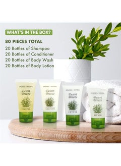 Desert Breeze 1.0 oz. Toiletries Set | 1-Shoppe All-In-Kit Amenities For Hotels, Airbnb & Rentals | Hotel Shampoo & Conditioner, Body Wash, Body Lotion | 80 Piece Travel Set