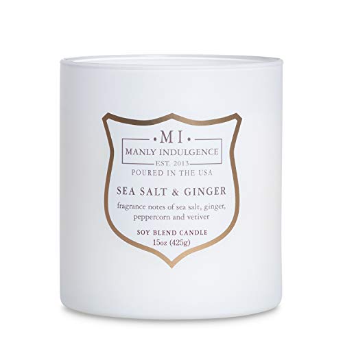 Manly Indulgence Sea Salt & Ginger Scented Candles for Men, 15 oz Wooden Wick, Premium Soy Blend Wax, 60H Burn, Candles for Home Scented - Made in The USA - Image 5