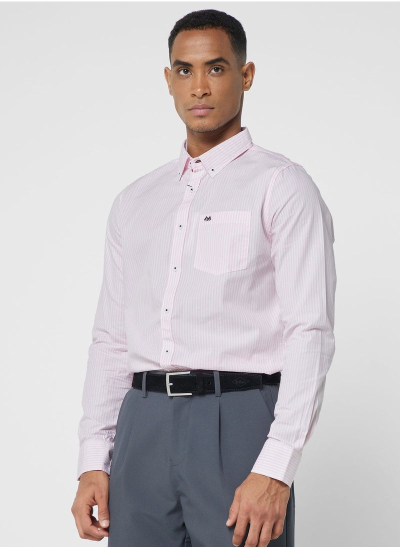 Thomas Scott Thomas Scott Men White Relaxed Striped Imported Casual Sustainable Shirt  - Image 1