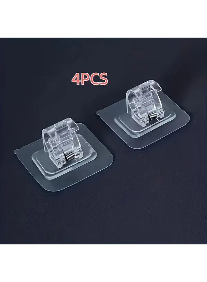 Four Transparent Packs No Drill Self Adhesive Adjustable Curtain Rod Hooks Set - Image 4