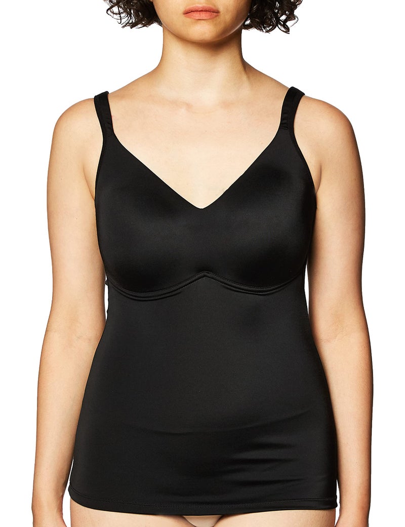 Rhonda Shear Ahh By Rhonda Shear Women's Molded Cup Bra Camisole with Padded Strap, Black, 2X - Image 1