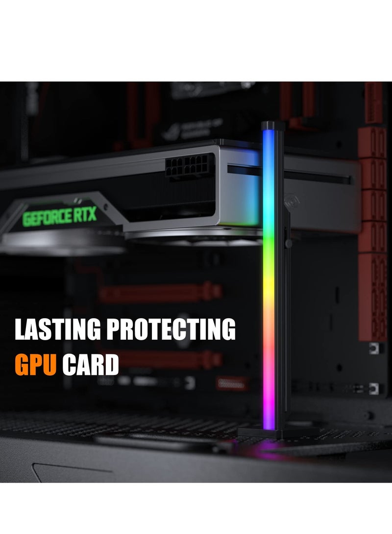 Adjustable GPU Support Bracket for Graphics Card, Anti-Sag Holder with SATA Holster, Includes Flexible Silicone Rainbow Light Strip and Side Neon Lighting.  - Image 5