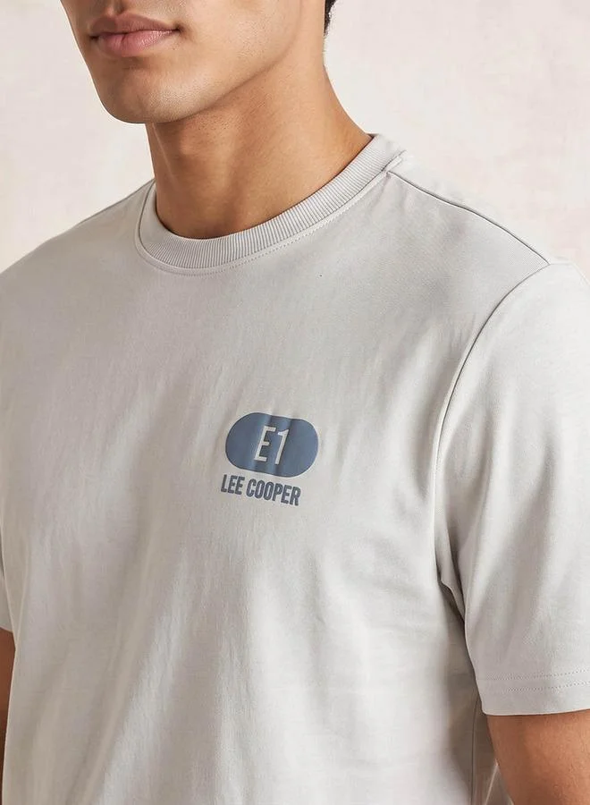 Lee Cooper GREY Lee Cooper Regular Fit Crew Neck Short Sleeves Logo Print T-shirt for Men | Best Price UAE