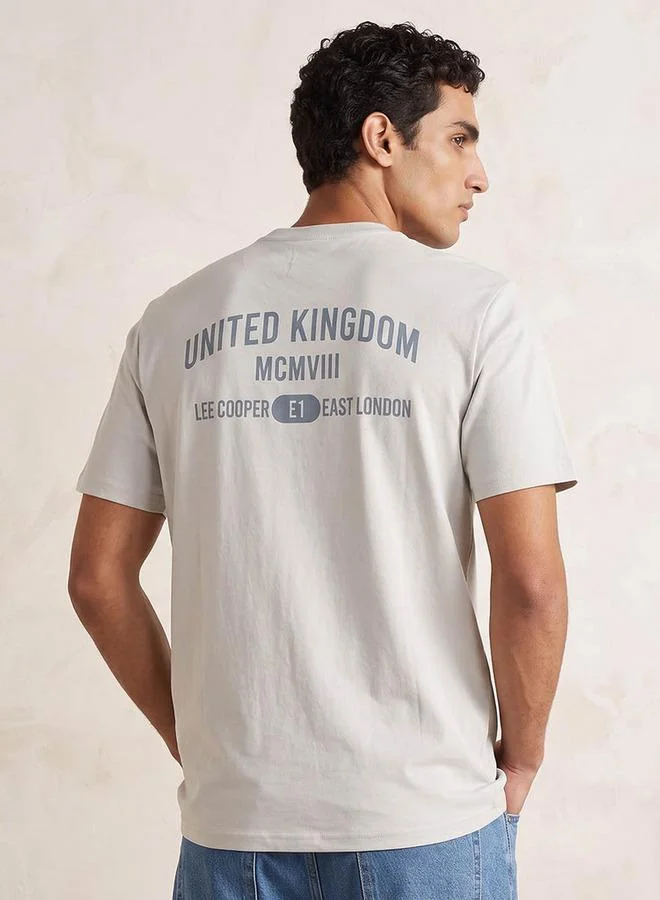 Lee Cooper GREY Lee Cooper Regular Fit Crew Neck Short Sleeves Logo Print T-shirt for Men | Best Price UAE